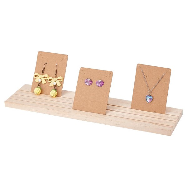 PH PandaHall 3 Slot Wooden Earring Holder, Earring Display Stand