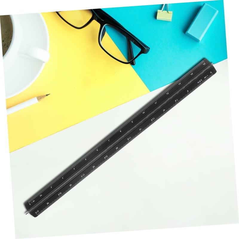 Operitacx Triangular Metal Ruler, Technical Scale, Metal Ruler, Engineering Ruler,