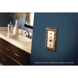 Franklin Brass 64045 Paisley Single Duplex Outlet Wall Plate/Switch Plate/Cover, Tumbled Antique Brass