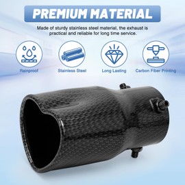 Tongze Heart Exhaust Tip 2.5" Inlet, Adjustable Stainless Steel Exhaust Pipe, Modified Exhaust Tail Pipe Universal for Most Car(Carbon Fiber Printing)