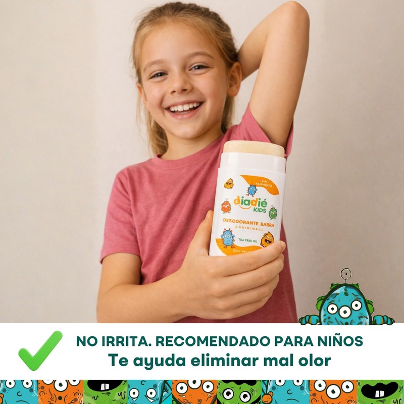 DIADIE KIDS Desodorante natural para Niños, Barra, Original 3 Pack