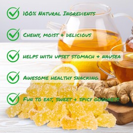 Crystallized Ginger Dices by It's Delish, 11 Lbs Bulk Bag | Candied Dried Ginger Fruit Chews Natural Candy, Ginger Root with Sugar Crystals, Unsulphured, No Color Added - Healthy Snack, Vegan, Kosher