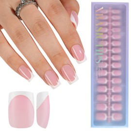 Misssix XBASICTIPS French Tip Press On Nails, 150Pcs French Gel Nail Tips Short Square, Soft Gel Pre-shaped No Need to File 3 in 1 Tips, Fake Nails for Nail Art DIY Extension Designs 15 Sizes