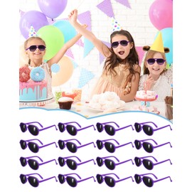 TOODOO 60 Packs Kids Sunglasses Bulk Sunglasses for Kids and Adults Neon Glasses with Dark Lenses 80's Style for Party Favor(Purple)