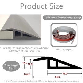 Übergangsprofil Selbstklebend Pvc, Türleisten Boden Selbstklebend, Türschwellen Leisten, Übergangsprofil Höhenausgleich Ohne Bohren, für Teppich Schwellenübergang Höhe Weniger von 10mm (1m, Grau)
