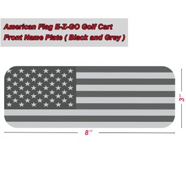 E-Z-GO Golf Cart Front Name Plate with Black & Grey American Flag Design, Fits 2008-2022 RXV TXT Valor Terrain Elite, Custom Made in The China