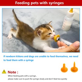 YeulYuuri Pet Feeding Bottle and Syringe Set for Puppies and Kittens(3 Bottles,3 Syringes,9 Nipples)