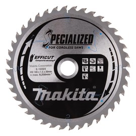 Makita E-12223 EFFICUT Composite Decking Circular Saw Blade Diameter 165 x 1.5 x 20 mm 40 Teeth 15° Tooth Angle for Natural Fibre-Reinforced Plastic e.g. WPC for Cordless Hand Circular Saws