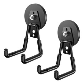2-Pack Large Heavy-Duty Magnetic Garage Hooks - Strong Magnetic Tool and Utility Hooks with Anti-Scratch Rubber Coating - Ideal for Garage, Workshop, Tool Cart, and Outdoor Storage