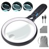 Large Magnifying Glass with 37 LED Light, 10X 20X 45X Handheld Illuminated Lighted Magnifier with 3 Light Modes Rechargeable Magnifying Glass for Seniors Reading, Inspection (White & Black)
