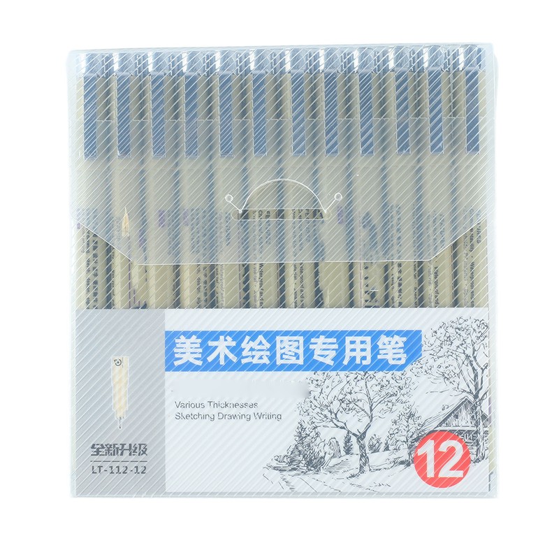 12pcs Waterproof Fine Tip Pens Quick Drying Smoothly Writing Nylon