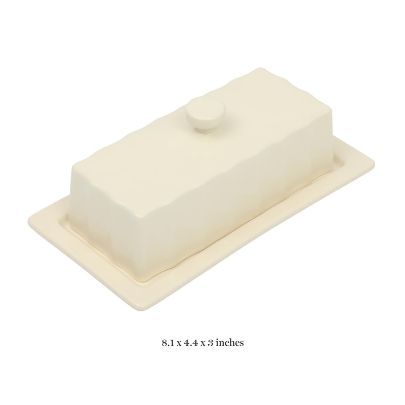 Martha Stewart Broadbrook Stoneware Butter Dish with Lid, Rectangular Covered