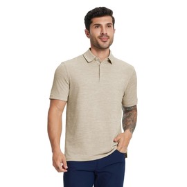 MICHEL ROUEN Mens Golf Polo Dry Fit Lightweight Texture Heather Jacquard Sports Casual Collared Polo Shirts for Men