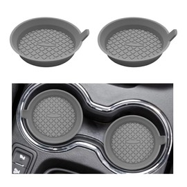 Ohleats 2 PCS Car Cup Coaster, 2.75 Inch Silicone Non-Slip Auto Cup Holder Insert Coasters, Universal Recessed Drink Cup Mat for Most Vehicles, Interior Decor Car Accessories (Gray)