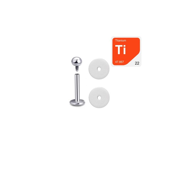EZ Piercing 1.2 mm Titanium Labret with Internal Thread Anti