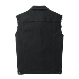 Ginsiom Men's Denim Vest,Sleeveless Jean Jacket Ripped Stretchy Distressed Battle Vest for Men Sleeve Less Outerwear, 938black, Medium