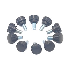 10 Pieces M5 x 10 mm Carbon Steel Threaded Knurled Thumbscrew Black Round Clamping Screws Grip Knobs Thumb Screw for Machinery Latche (10, M5*10mm)