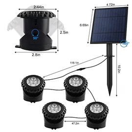 NATPOW NATPOW Solar Pond Lights, RGB Submersible Lights, 4-in -1 Landscape Spotlight, IP68 Waterproof Pond Light, Colour Changing Spot Light, Garden Lighting for Pond, Patio, Tree