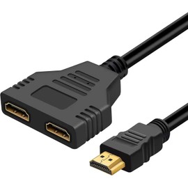 AYMBH 1080P HDMI Splitter 1 Male to 2 Female Adapter Cable, Dual Output for HDTV, LED/LCD Monitors, Projectors – Supports Two Displays Simultaneously, Gold-Plated Connectors for Enhanced Signal