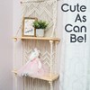 SnugLife 2 Tier Macrame Wall Hanging Shelf with Woven Rope