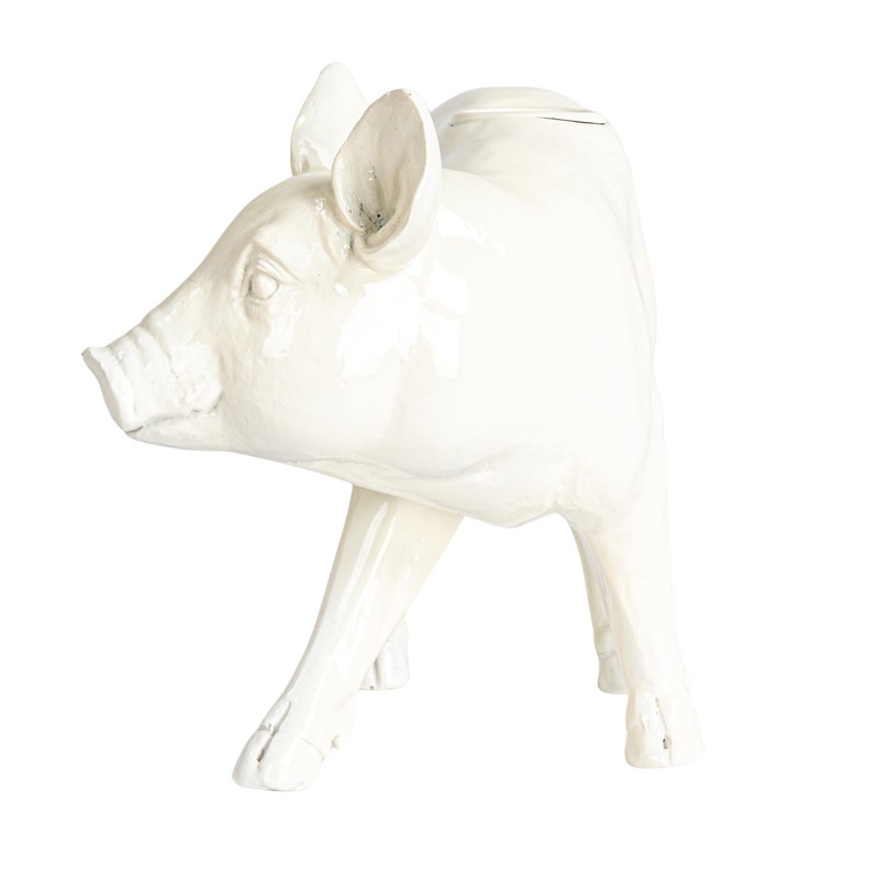 Creative Co-Op Country Charm Pig Taper Holder, White