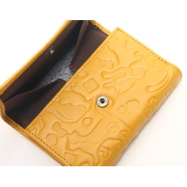 Hasegawa Shuhei Nomura Women's Cat Pattern Bi-Fold Wallet Coin Purse Bill Purse, yellow