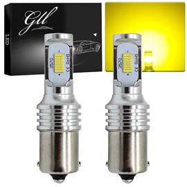 S25 Single Ball Turn Signal, LED, Yellow, 1156 BA15S, Pin Angle, 180°, Built-In Canceller, Back Lamp, Non-Polarity, 12V/24V, 1000LM 2 Pack