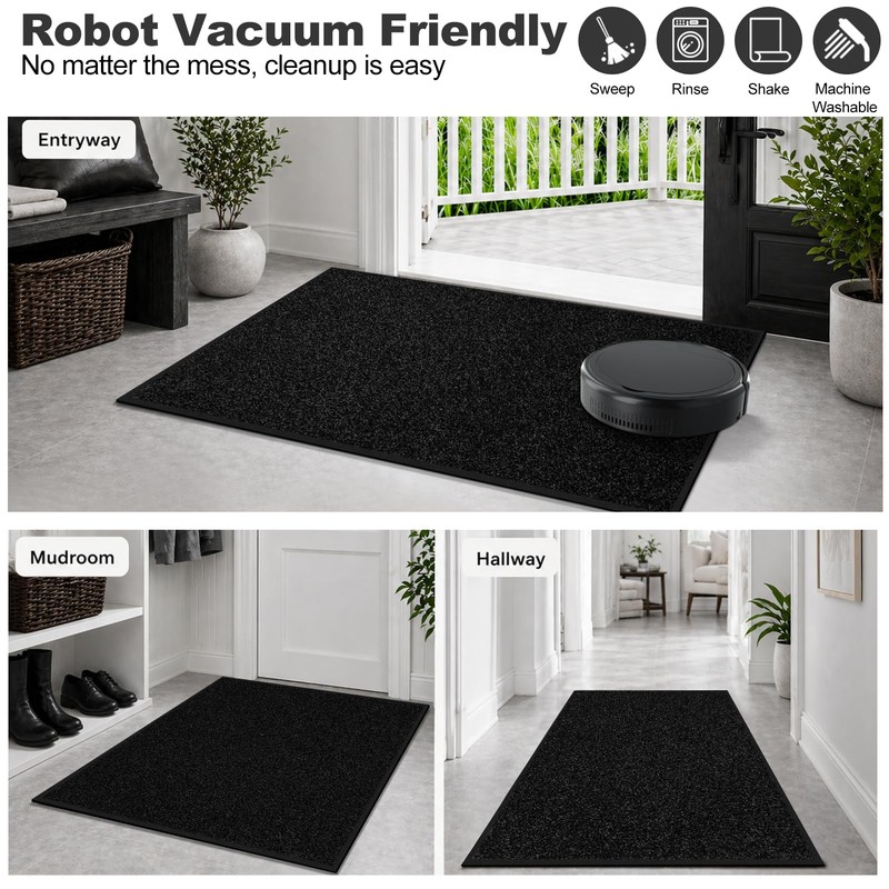 Super Absorbent Front Door Mat, 36" x 24", Non-Slip Washable