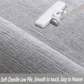 Evitany Short Pile Carpet, Area Rugs Machine Washable Room Rug Anti-Slip Rug, Soft Carpets Bedside Rugs for Bedrooms,Grey,60x120 cm