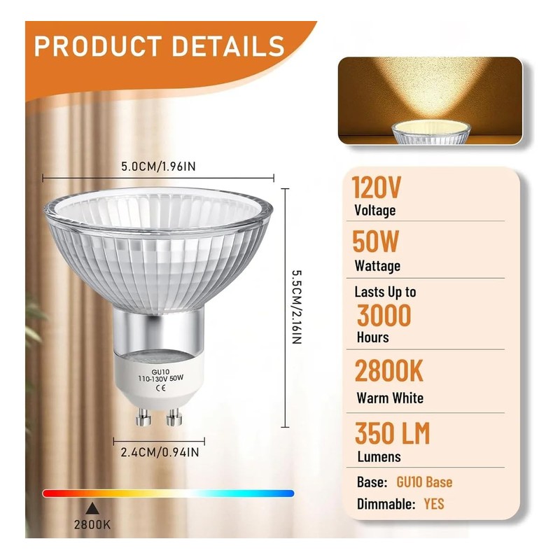 MOMIUCO GU10 Halogen Bulb 120V 50W Halogen Light Bulbs for