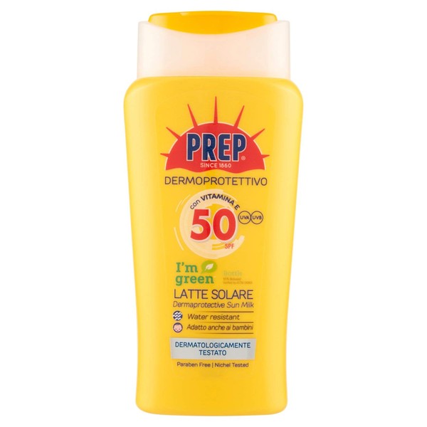 PREP, Dermo-Protective Sun Milk SPF 50, Sun Protection UVA and UVB Rays, Paraben Free, Format 200 ml