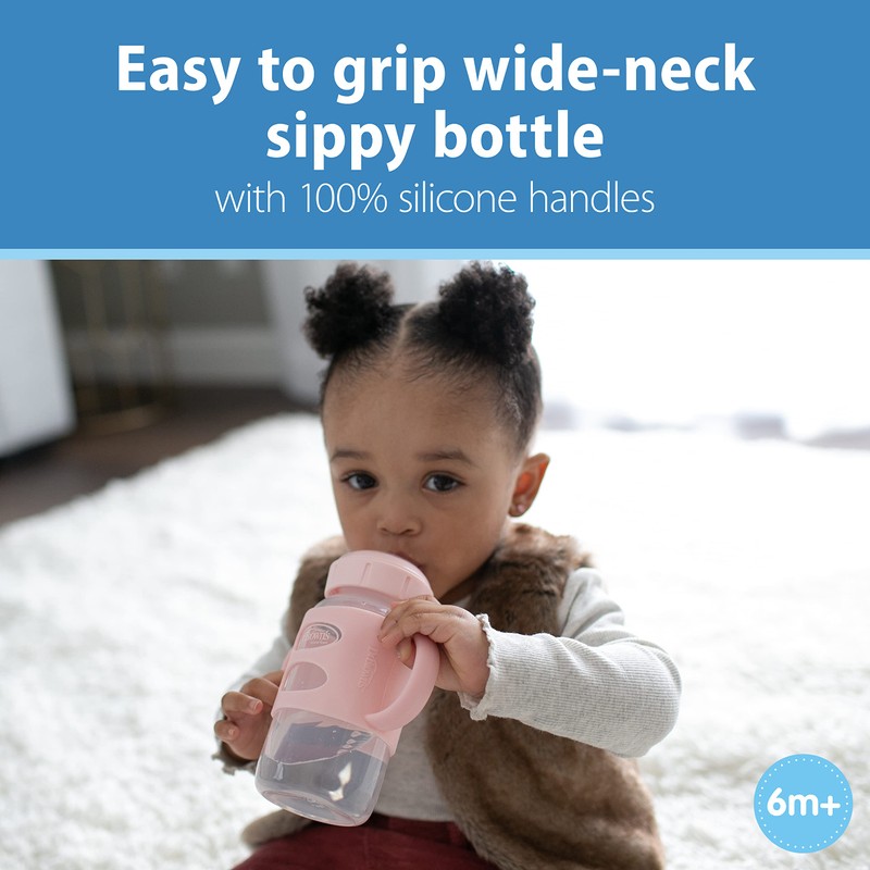 Dr. Brown's Wide-Neck Transitional Sippy Bottle with Silicone Handles 9