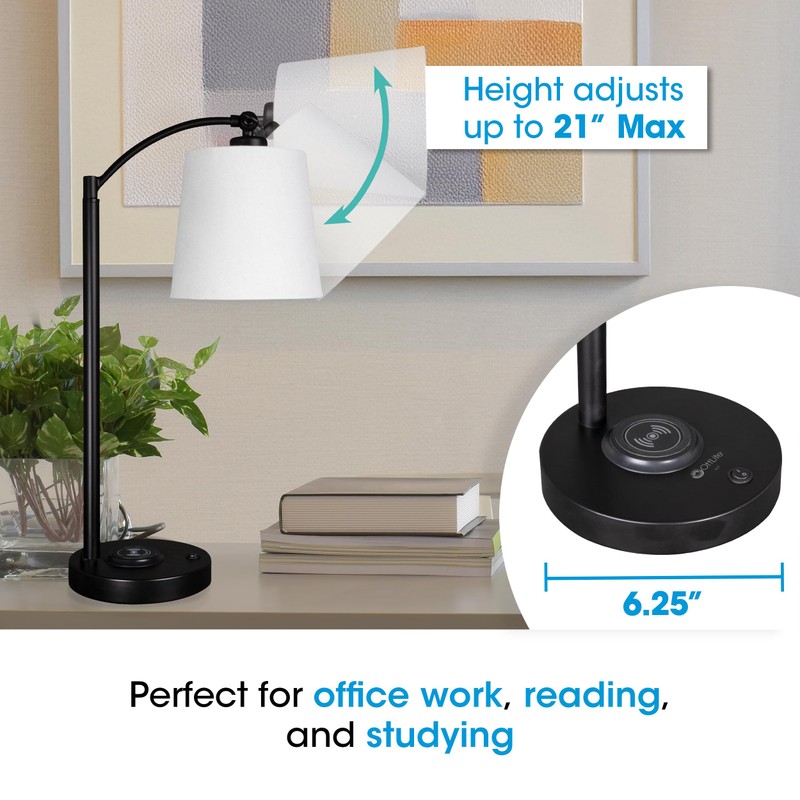 OttLite Good Housekeeping Shaded LED Desk Lamp with Wireless Charging