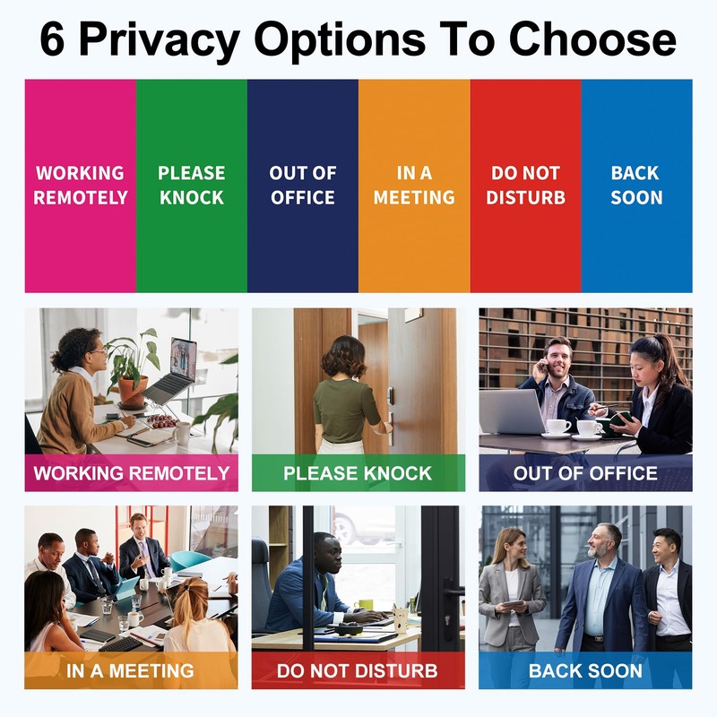 Office Door Sign With Adjustable Stand, 6 Options Privacy Slider