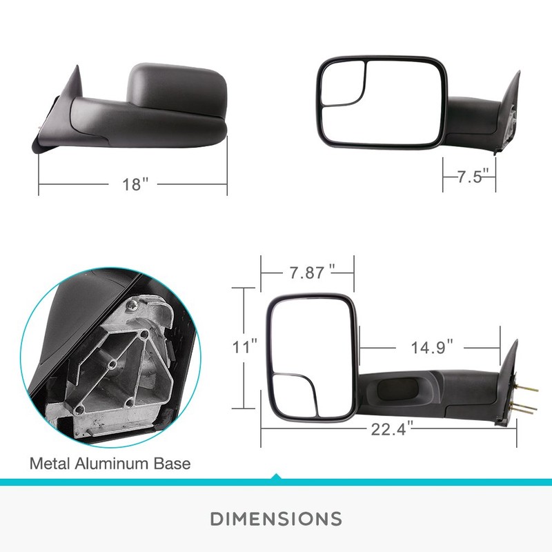 YITAMOTOR Towing Mirrors Compatible with 1994-2001 Dodge Ram 1500, 1994-2002