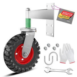 Uscaster Gate Wheel 8inch Fence Gate Wheel for Metal Tube Gate 600lb Capacity 360 Degree Rotation Spring-Loaded Heavy Duty Gate Caster with Screws & Screwdriver