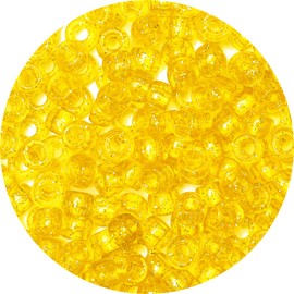 Iooleem Pony Beads(1000pcs Yellow Glitter Pony Beads), Beads for Jewelry Making, Pony Beads for Crafts, Beading Supplies, Arts & Crafts Materials for Jewelry Making.