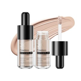 2Pcs Liquid Concealer Makeup, Brightening Dark Circle Eye Concealer, Reduces Look of Fine Lines & Blemishes, Buildable Coverage, W3W Full Coverage Concealer (WARM PEACH)