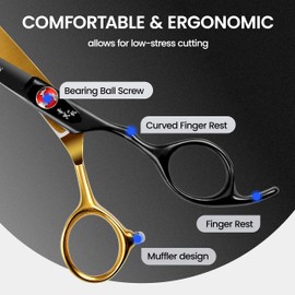 Hair Cutting Scissors Kit – 6.0 Inch Professional Hair Shears - Hairdressing Thinning Scissors for Salon & Home Use