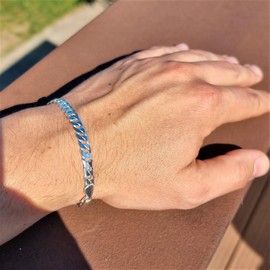 SilverAmber Jewellery UK - Fine 925 Sterling Silver Classic Curbs Men 6 mm Unisex Bracelet - Length: 18 cm - GA-GMB1