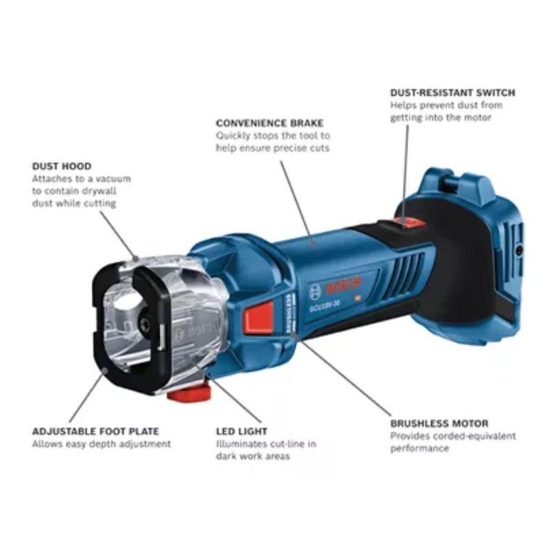 Bosch GCU18V-30N 18V Brushless Cut-Out Tool with Ergonomic Slim-Grip Design