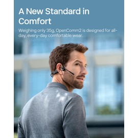 OpenComm2 2025 Upgrade - Open-Ear Bone Conduction Headphones, Wireless Bluetooth Headset with Noise Canceling Mic & Mute Button for Work Calls and Meetings, 16 Hour Talk Time for Mobile & PC - C120