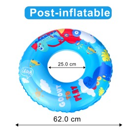 Inflatable Swimming Ring for Children from 3-6 Years, Safe Air Mattress, Swimming Ring with Double Air Chamber, Pool Toy for Summer Pool and Beach Party (62 cm) (Dinosaur with Two Airbags)