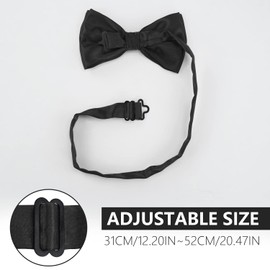 TORMEN Men Bow Tie Classic Bowtie Formal Pre-Tied Adjustable Length (Black)