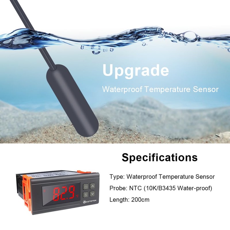 KETOTEK Controlador Digital de Temperatura AC110V 10A Termostato Fahrenheit con