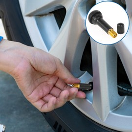 5Pcs Tubeless Valves, TR414 Car Tyre Valve, Black Metal Tubeless Valve Stems, Valve Stems for Tubeless Tires, Valve Stem Replacement Kit, Rubber Snap-in Tire Valve Stems for 0.453 Inch Rim Holes