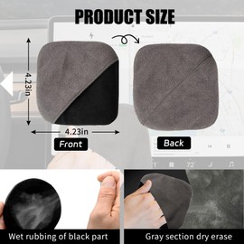 ongfuwu Car Screen Cleaner, Square Microfiber Touch Screen Cleaner Cloth, Reusable Automotive Screen Cleaning Pad Cloth Wipes for Dashboard Display Phones Tablet, Car Accessories (Square)