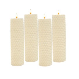 | Velas Wicca de Cera de Abeja | 4 Piezas | Diferentes colores | 12 cm de alto por 3.5 cm de Diámetro | Para potencializar tus rituales, imán de abundancia y prosperidad| (Blanca)
