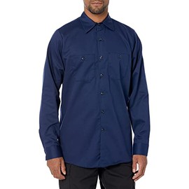 Red Kap Men's Wrinkle-Resistant Cotton Work Shirt, Navy, Long 6X-Large