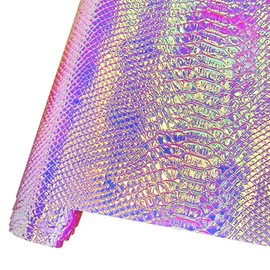 HYANG Holographic Snake Embossing Purple PU Faux Leather Sheets,Very Suitable for Making DIY Crafts,Handbags Leather Earrings, Bows,Sewing etc 1Rolls 12"X53" (30cmX135cm)
